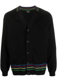 PS Paul Smith stripe-detail fine-knit cardigan - Nero