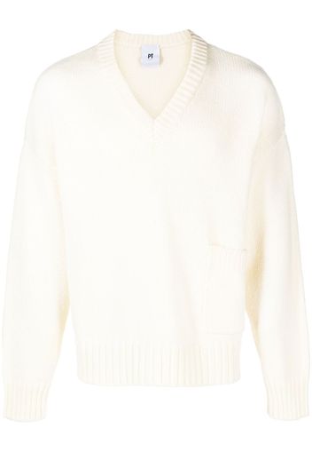 PT TORINO V-neck knitted jumper - Bianco