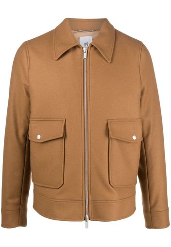 PT Torino zipped long-sleeved shirt jacket - Marrone