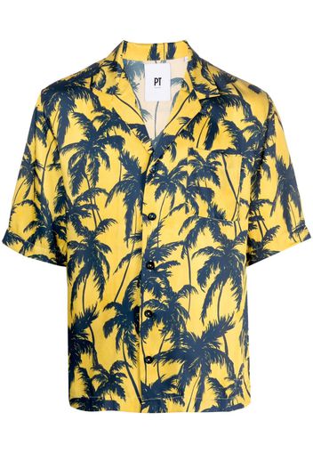 PT Torino palm tree-print shirt - Blu