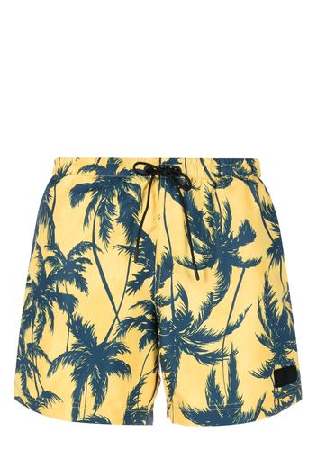 PT Torino palm tree-print drawstring swim shorts - Giallo