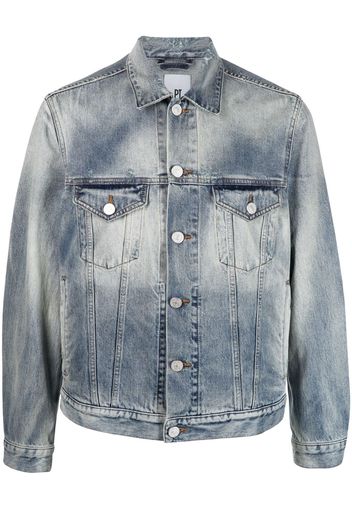 PT Torino flap-pocket stonewashed denim jacket - Blu