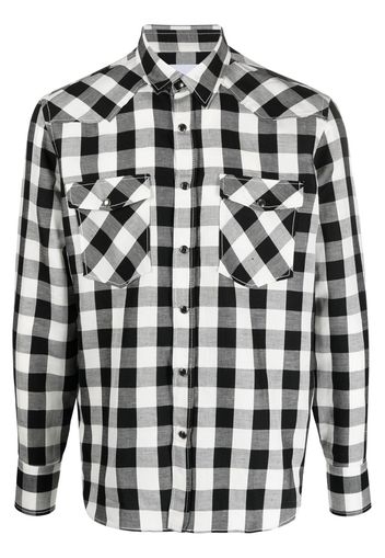 PT Torino gingham-pattern cotton-linen shirt - Nero