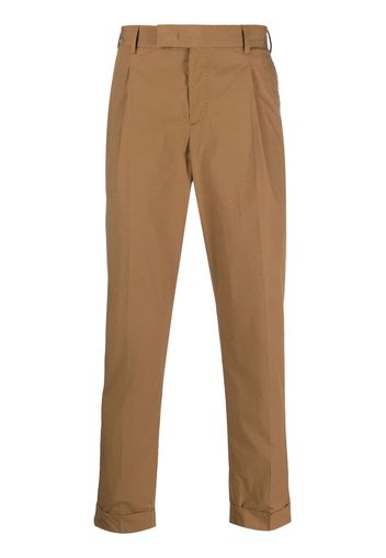 PT Torino pleat-detail straight-leg trousers - Marrone