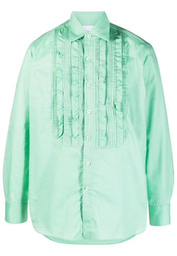 PT Torino bib-collar long-sleeve cotton shirt - Verde