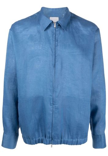 PT Torino zip-up linen shirt jacket - Blu