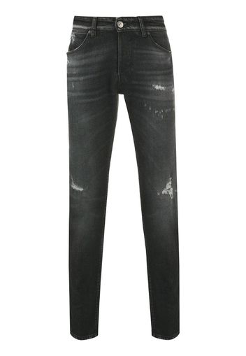 distressed straight-leg trousers