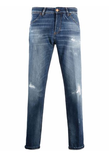 Pt05 whiskering-effect straight jeans - Blu