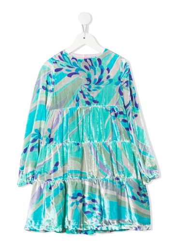 PUCCI Junior abstract-print velvet dress - Blu