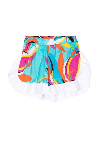 PUCCI Junior abstract-print slip-on track shorts - Multicolore