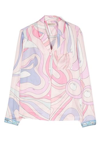PUCCI Junior abstract pattern long-sleeve shirt - Rosa