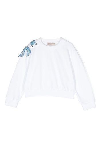PUCCI Junior bow-detail cotton sweatshirt - Bianco