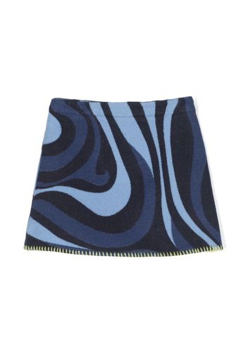 PUCCI Junior Marmo-pattern whipstitch mini skirt - Blu