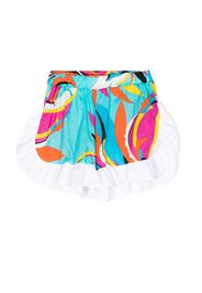 PUCCI Junior abstract-print slip-on track shorts - Multicolore