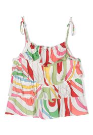 PUCCI Junior graphic-print tiered blouse - Bianco