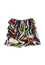 PUCCI Junior abstract-print tiered skirt - Nero