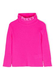 PUCCI Junior logo-neckline knit jumper - Rosa