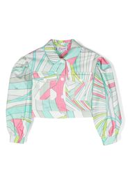 PUCCI Junior abstract-print cropped jacket - Blu