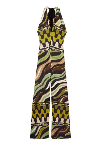 PUCCI Fiamme-print halterneck jumpsuit - Verde