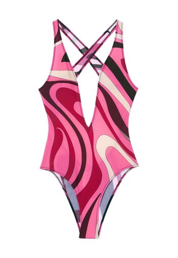 PUCCI abstract-print plunge-style one-piece - Rosa