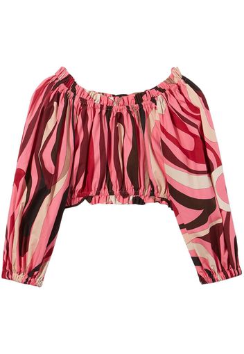 PUCCI abstract-print cropped blouse - Rosa