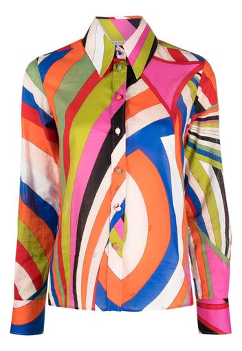 PUCCI swirl print cotton shirt - Rosso