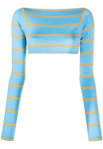 PUCCI stripe-jacquard wool cropped top - Blu