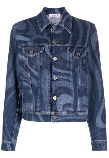 PUCCI swirl print denim jacket - Blu