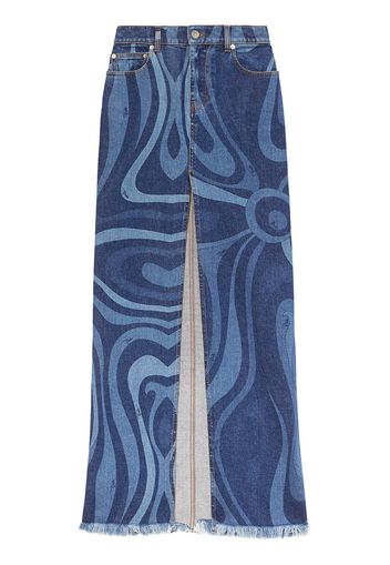 PUCCI Marmo-print denim skirt - Blu