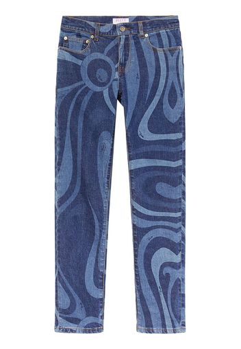 PUCCI abstract-print straight-leg jeans - Blu