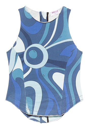 PUCCI abstract-print panelled cotton top - Blu