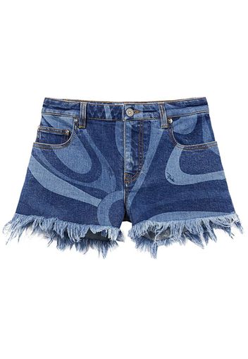 PUCCI wave-print denim shorts - Blu