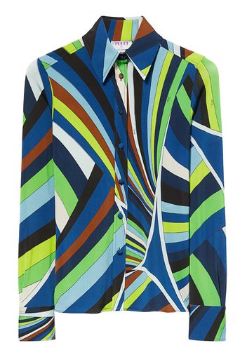 PUCCI wave-print long-sleeve shirt - Blu