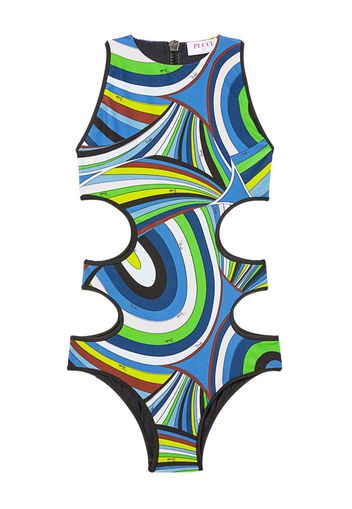 PUCCI wave-print cut-out detailing swimsuit - Blu