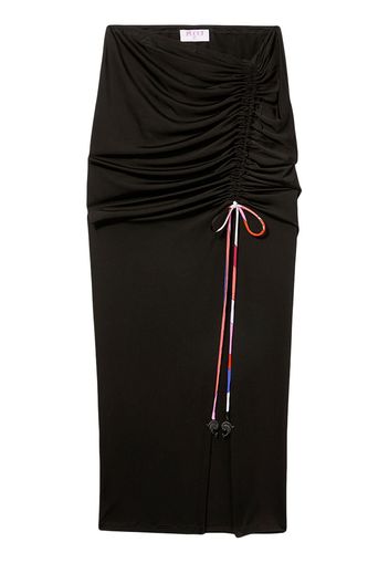 PUCCI asymmetric ruched slit midi skirt - Nero