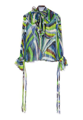 PUCCI graphic-print pussy-bow blouse - Verde