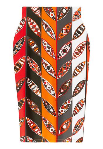 PUCCI Girandole-print pencil skirt - Arancione