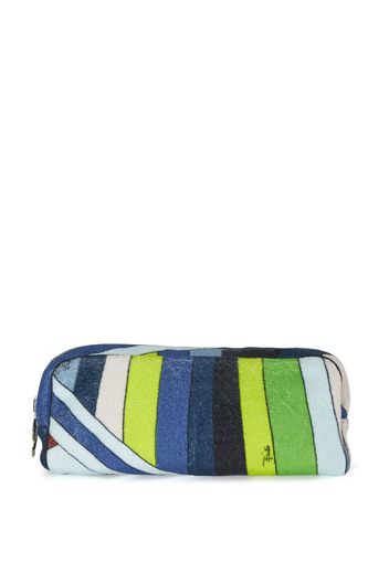 PUCCI stripe-print textured make up bag - Verde