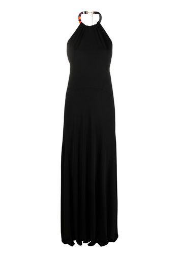 PUCCI Marmo-print halterneck maxi dress - Nero