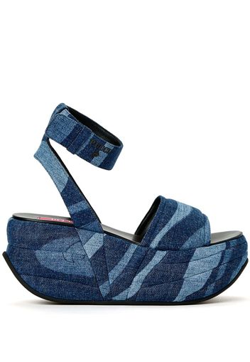 PUCCI patchwork-denim wedge sandals - Blu