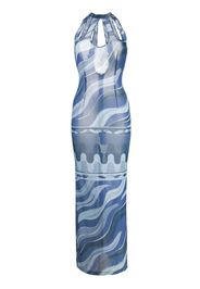 PUCCI swirl-print cut-out mesh dress - Blu