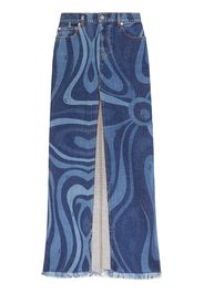 PUCCI Marmo-print denim skirt - Blu