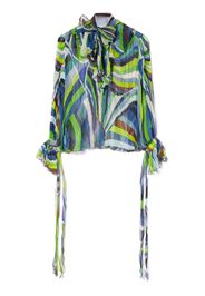 PUCCI graphic-print pussy-bow blouse - Verde