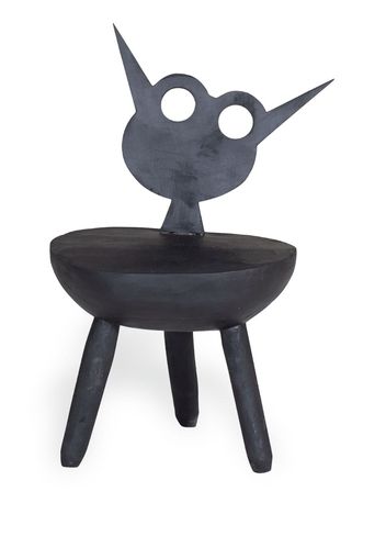 Pulpo "Flora, Little Monster" wood stool - Black