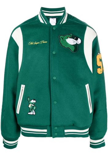 PUMA patch-lettering wool-blend jacket - Verde