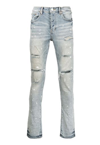 Purple Brand P001 paint splatter slim-fit jeans - Blu