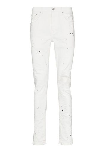 Purple Brand paint splatter-print skinny-cut jeans - Bianco