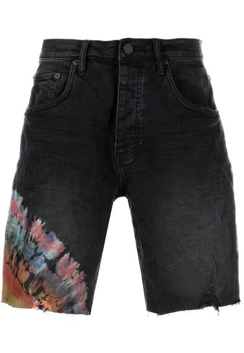 Purple Brand Shorts denim con fantasia tie dye - Nero