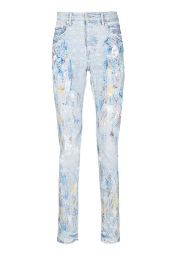 Purple Brand paint-splattered slim jeans - Blu