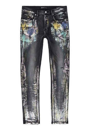 Purple Brand paint-splatter straight-leg jeans - Nero